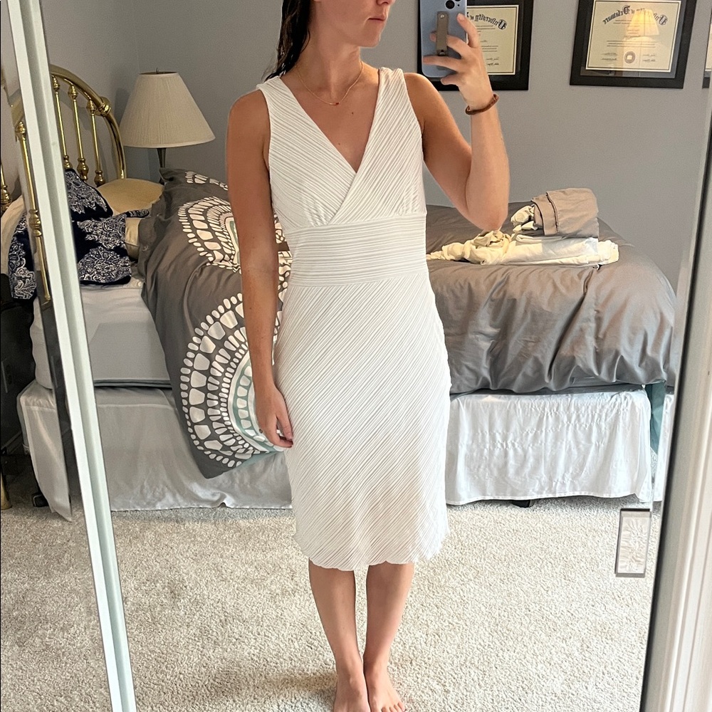 White House Black Market White Textured Midi Dress